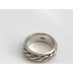 Rope Framed Spinner Straight Banded 925 Sterling Silver Vintage Ring – sz 6.5