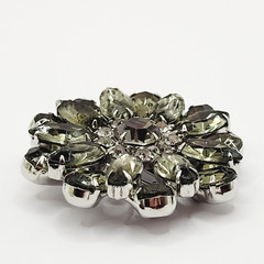 Possible D&E Juliana Green Smoky Navette Rhinestone Starburst Brooch Unsigned