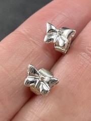 Vintage Small Butterfly Silver Tone Metal Stud Earrings