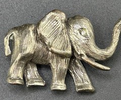 Hobe Tusked Silver Tone Elephant Brooch