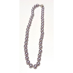 Lilac Faux Pearl Necklace Vintage 15.5″ Single Strand Beaded Short blu3-14