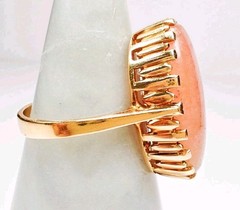 Antique 13/14K Gold Huge Strawberry Quartz Ring 21x11mm Oval Size 6.75 5.8 Grams