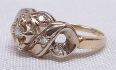 14k White & Yellow Gold Floral Diamond – Size 5.25 – 3.0g