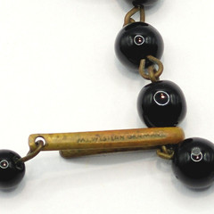 Black Glass Bead Necklace Double Strand West Germany Vintage 1950 1960s 16 Inch