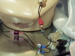 XX Fun Large Art Glass Heart Beads Crystal Unique Vintage 80’s Necklace 836ag1