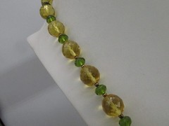 Joan Rivers Czech Republic Yellow & Green Faceted Beaded Necklace 36-39″