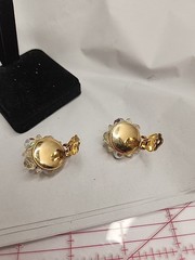 Lisner Vintage Ab Clear Crystal Beaded Cluster Clip-on Earrings Gold-toned