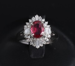 Fine 1.22ct GIA Certified Ruby & 0.54ct Diamond Platinum Ring, Size 4.75