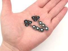 Vintage ZUNI Sterling Old Pawn Turquoise Snake Eye Petit Point Native Earrings