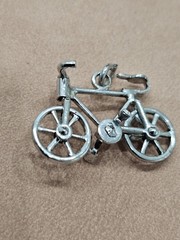 Vintage Silver Tone Charm For Bracelet Jewelry Bicycle Bike Adventure Travel Old