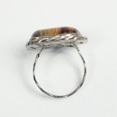 Vintage Sterling Silver Rope Edge Large Tiger’s Eye Ring Size 9.75 Braided Band