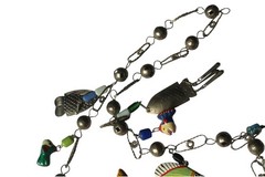 Vintage Mexican Wedding Necklace Fish Charm 32in Unique Ethnic Figural