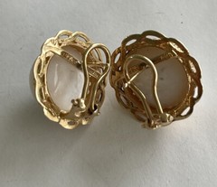 15.5mm Mabe Pearl 14K Yellow Gold Omega Back Estate Earrings 9.6 Grams