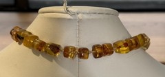 Baltic Square Graduating Honey Amber Vintage Necklace Mid Century 29 inches Long