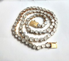 Natural Uncut Diamond Polki 925 Sterling Silver Necklace Jewelry