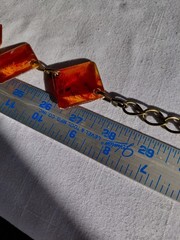 Vintage 1950’s/1960’s Bakelite Tortiose Shell NECKLACE 36″ 14 Amber Pendants