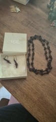 Mariell Genuine Ruby Almandine Garnet Cluster Necklace w/ Matching Earings Set