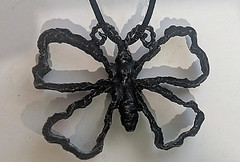 Vintage House of Joy Brutalist Blackened Iron Resin Butterfly Brooch Pin 60-70s