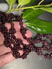 Genuine Almandine Garnet Unusual Cluster Station Bead Necklace Clasp-Free 35″