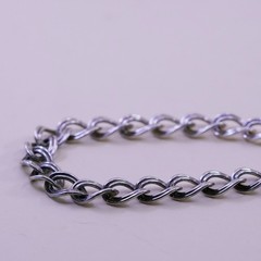 6.5”, 9mm, Vintage sterling silver double curb bracelet, 925 chain