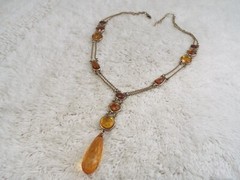 Goldtone Gold Bead Pendant Necklace (F51)