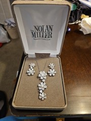 Nolan Miller Ideal Rhinestone Pendant Necklace and Pierced Earrings Set