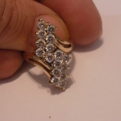 Vintage faux diamond Cocktail Ring Size 6.25, made in korea (49)