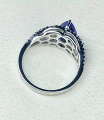 Pear Cut Blue 2.24CT Tanzanite With 0.66CT Shiny White CZ Best Engagement Ring