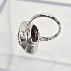 Sterling Silver Jasper Ring Cabachon Stone Hat Style Size 6.75 JJJ3779