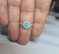 Vintage 14k White Gold Engagement Ring 1.32CT. Blue Neon Tourmaline Round Cut