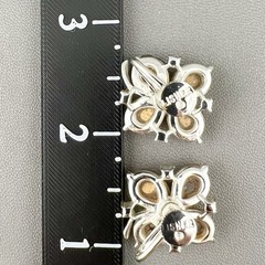 Vintage Lisner Earrings Thermoset Floral Rhinestone Silver Tone Screw Back