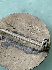 Vtg Metal Brooch Aberdeen Barn Restaurant Server, Lamb Seal & Stationry Co Mark