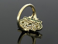 1.85Ct White Round CZ Vintage Art Deco Ring In 14K Yellow Gold Plated 925 Silver