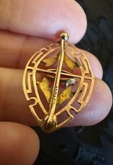 Antique Art Deco 10K Rose and Yellow Gold Glass/Paste Ruby Brooch