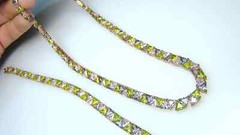 Nice Ross Simons Sterling w Gold Overlay Pastel Jeweled Necklace & Bracelet Set