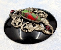 FANTASTIC VINTAGE ART DECO ~ CZECH ~ ART GLASS ~ METAL & EARLY PLASTIC ~ BUTTON