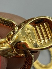 Vintage Monet Door Knocker High Polish Gold Tone Blue Enamel Clip On 1.50″