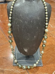 HONG KONG AVON GREEN ORANGE IVORY FAUX PEARL BEAD MCM VINTAGE NECKLACES LOT 5 EU