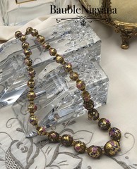 Vintage Venetian Art Glass White Wedding Cake Chunky Large 19mm Beads Necklace