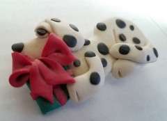 Vintage Dalmatian Dalmation Spotted Puppy Dog Brooch Lapel Pin Polymer Clay