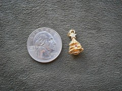 Christmas Tree Vintage Shiny Goldtone & Crystals Bracelet Charm Pendant 2.0g