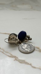 Vintage Mexican 925 Sterling Silver Lapis Blue Stone Dangle Earrings Taxco