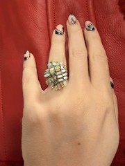Vintage Fancy Color Baguette Diamond Ring . 2.94 DTW 14Kt White Gold.