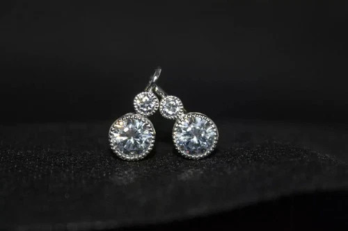Art Deco Style Round Lab Created Diamond 925 Silver Anniversary Gift Earrings