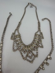 Vintage Necklace Lot Rhinestone 3 Piece MCM Era PJ