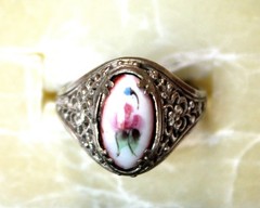 Vintage Russian Hand Painted Enamel Rings 4 Variation Finift Technique #77,83,95