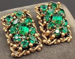 Barclay Green Rhinestone Earrings