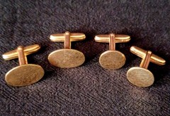 Vintage Yellow Gold-Filled Bullet Back Cufflinks Lot of 2 Oval & Round