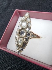 14K Gold 19/20th Century Navette Vertical Marquise Ring