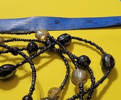 Black vintage-style Bohemian multi-strand glass bead necklace 20″